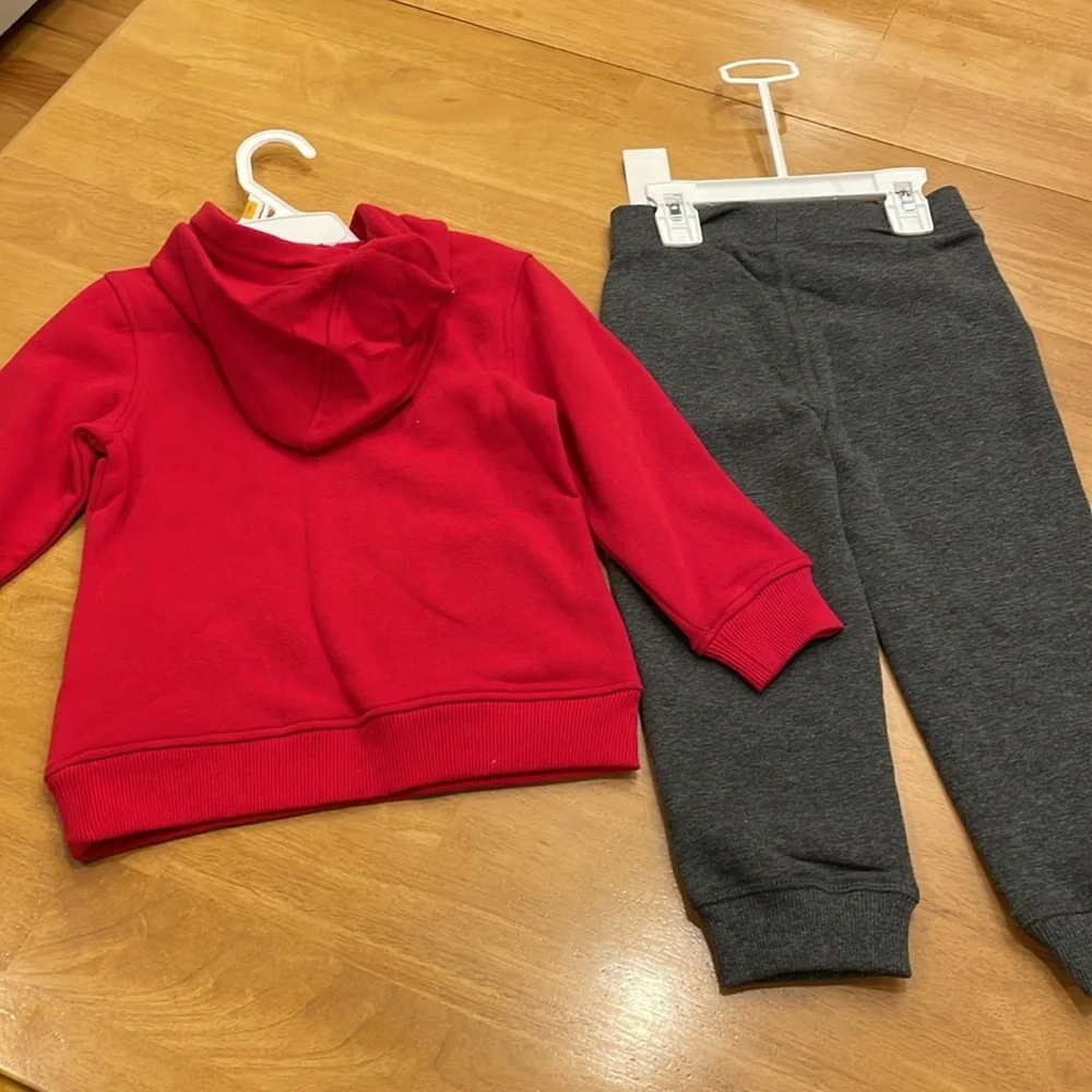 NWT Calvin Klein Toddler 3T 2 piece set Red Hoodie Sweatshirt Grey Sweatpants
